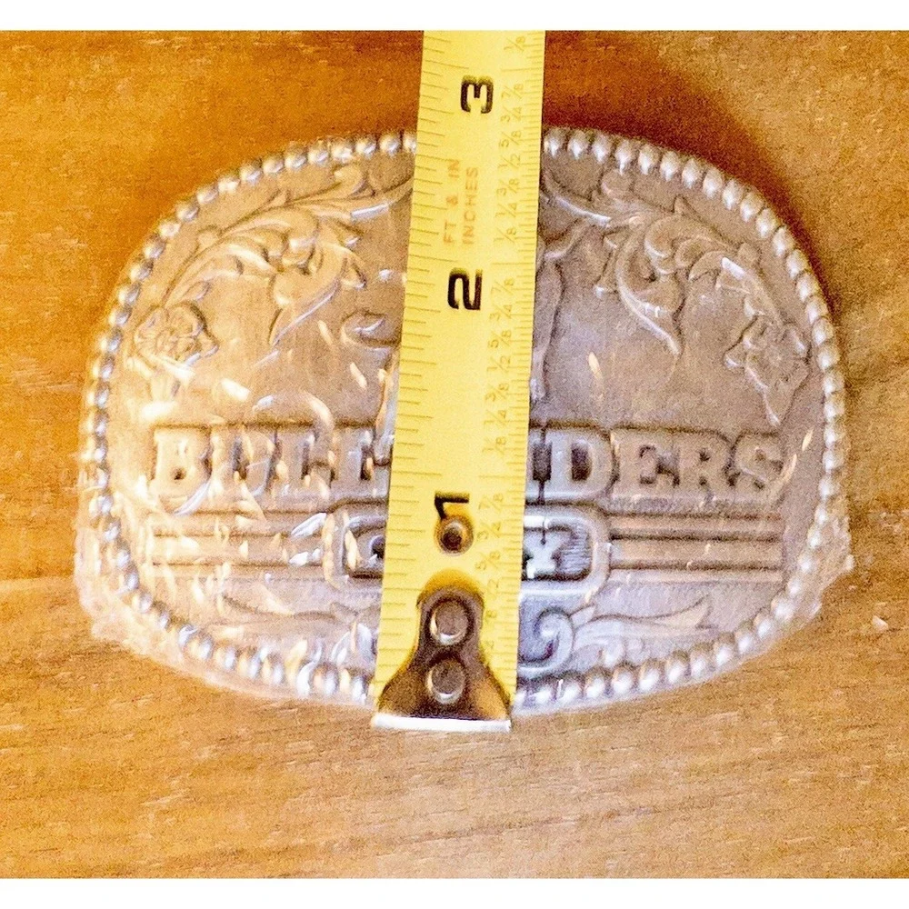 Vtg Zee Series Bull Rider Silver Tone Western Belt Buckle‎ Rodeo Southwestern